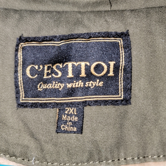 C'Esttoi Faux Fur Lined Utility Vest - 2XL - Green - Picture 2 of 10